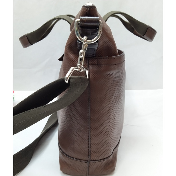 Coach Brown Leather Briefcase Messenger Zipper Closure Crossbody Bag - Picture 4 of 16